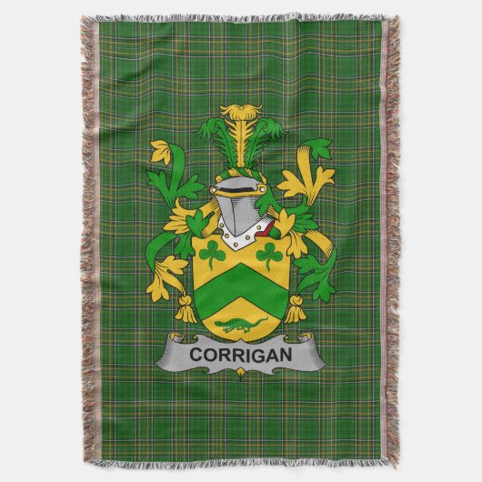 Irish Corrigan oder O_Corrigan Coat of Arms Family Decke (Vorderseite Vertikal)