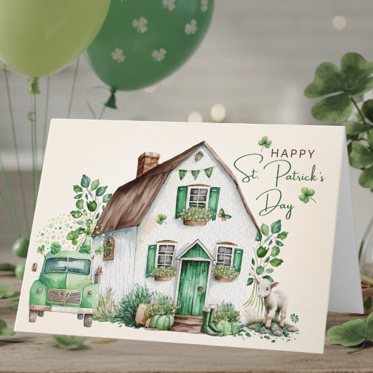 Irish Cottage Vintage Truck | St. Patricks Day Karte