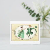 Irish Couple Dancing Vintag St Patrick's Day Postkarte (Stehend Vorderseite)