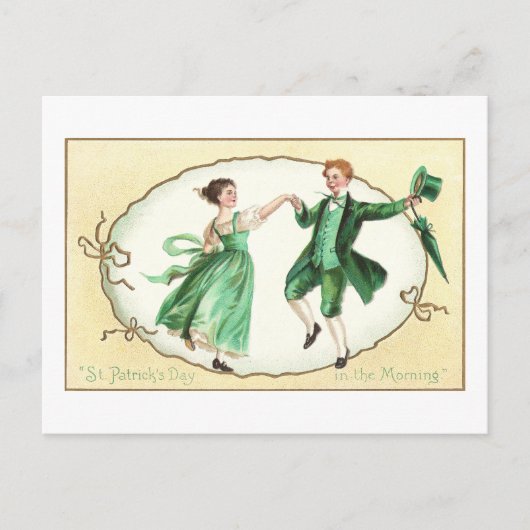 Irish Couple Dancing Vintag St Patrick's Day Postkarte (Vorderseite)