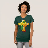 Irish Cross and Kleeblatts St. Patrick's Day T-Shirt (Vorne ganz)