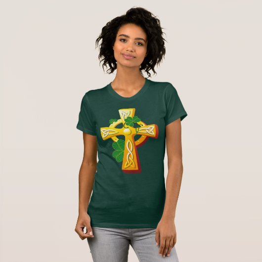 Irish Cross and Kleeblatts St. Patrick's Day T-Shirt (Vorne ganz)
