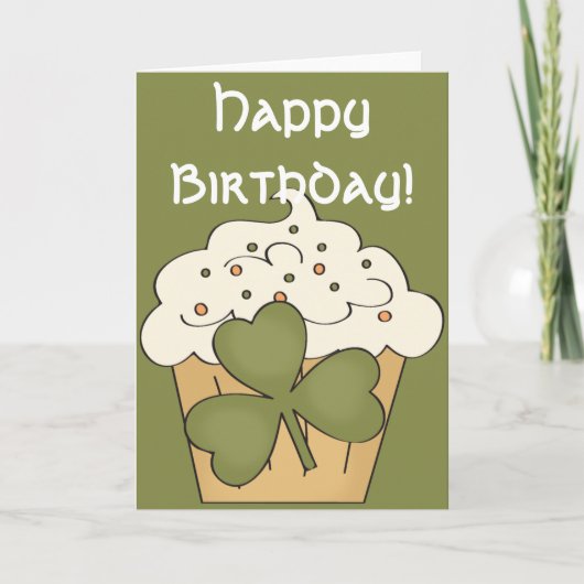 Irish Cupcake Happy März Birthday Card Karte (Vorderseite)