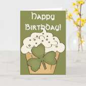 Irish Cupcake Happy März Birthday Card Karte (Gelbe Blume)