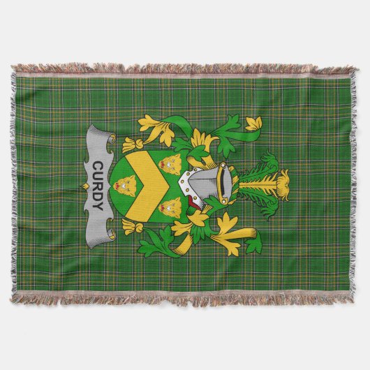 Irish Curdy oder McCurdy Coat of Arms Familienwapp Decke (Vorderseite)