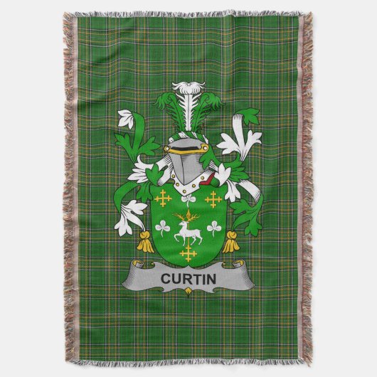 Irish Curtin oder McCurtin Coat of Arms Family Cre Decke (Vorderseite Vertikal)