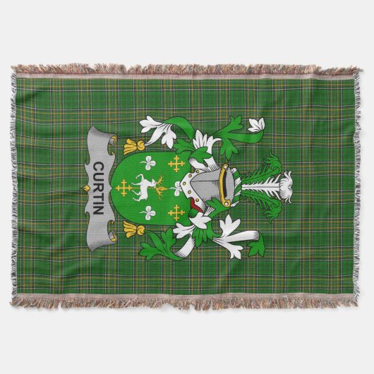 Irish Curtin oder McCurtin Coat of Arms Family Cre Decke (Vorderseite)