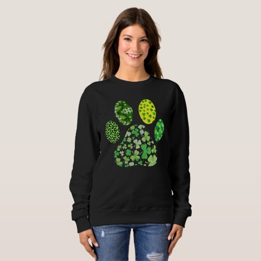 Irish Cute Dog Paw C St Patrick's Day Lucky Shamro Sweatshirt (Vorne ganz)