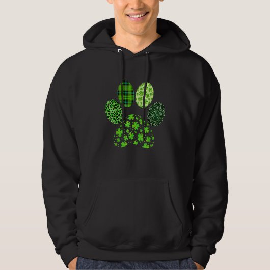 Irish Cute Dog Paw Clovers St Patrick's Day Lucky  Hoodie (Vorderseite)