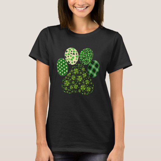 Irish Cute Dog Paw Clovers St Patricks Day Lucky S T-Shirt (Vorderseite)