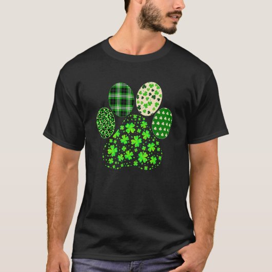 Irish Cute Dog Paw Clovers St Patrick's Day Lucky T-Shirt (Vorderseite)
