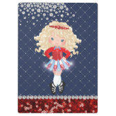 Irish Dance Blond Girl Soft Shoe Blue, Red Klemmbrett (Rückseite)
