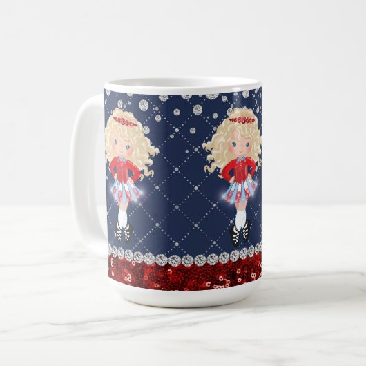 Irish Dance Blond Girl Soft Shoes Red, Blue Kaffeetasse (Vorderseite Links)