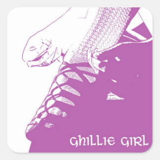 Irish Dance Ghillie Girl Pink Quadratischer Aufkleber