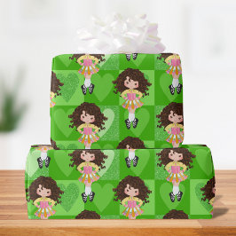 Irish Dance Green Monochrome Herz Geschenkpapier