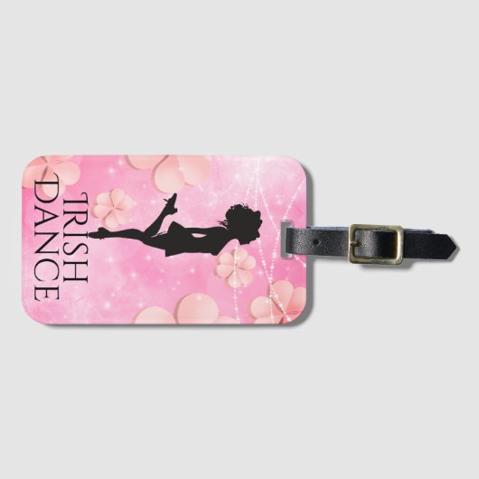 Irish Dance Hard Shoe Pink Kleeblatts Clovers Gepäckanhänger (Vorderseite (Horizontal))