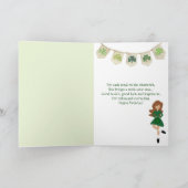 Irish Dance Kleeblatt wünscht Brawn Hair Geburtsta Karte (Innenseite)