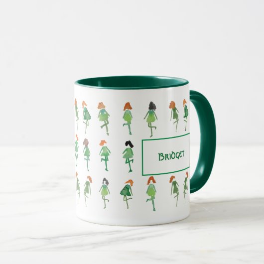 Irish Dance Personalisiert Girly Hand Gezeichnet G Tasse (VorderseiteRechts)