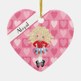 Irish Dance Pink Monochrome Herbst Weihnachten Keramik Ornament