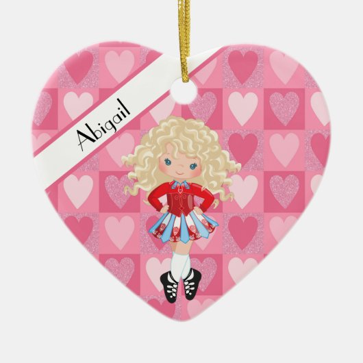 Irish Dance Pink Monochrome Herbst Weihnachten Keramik Ornament (Vorne)