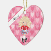 Irish Dance Pink Monochrome Herbst Weihnachten Keramik Ornament (Links)