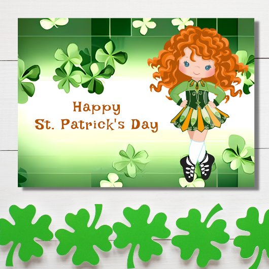 Irish Dance St. Patrick's Day Green Kleeblatts Karte