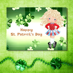 Irish Dance St. Patrick's Day Grüne Kleeblätter Karte