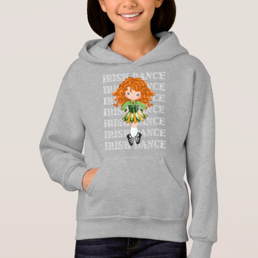 Irish Dance Typografy Niedlich Girl in Solo Dress Hoodie (Vorderseite)