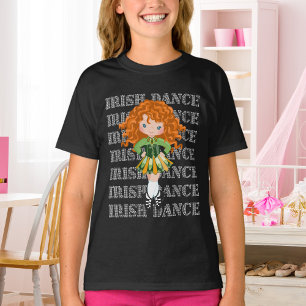Irish Dance Typografy Niedlich Girl in Solo Dress T-Shirt
