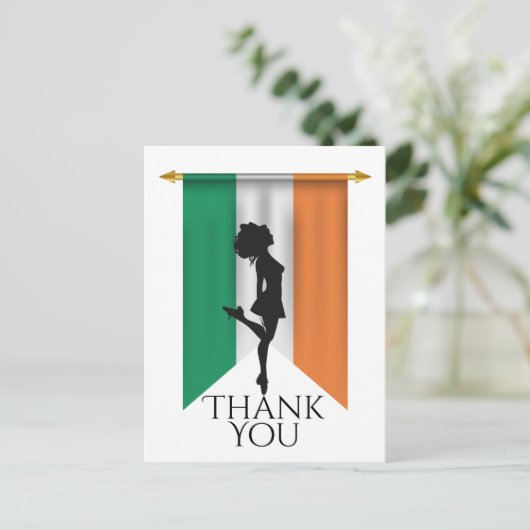 Irish Dancer and Flag Ireland Dance Danke Postkarte (Stehend Vorderseite)