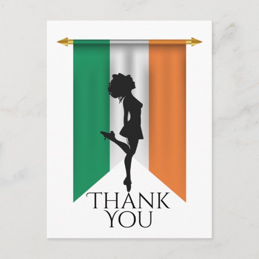 Irish Dancer and Flag Ireland Dance Danke Postkarte (Vorderseite)
