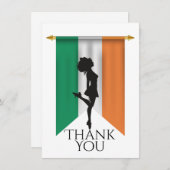 Irish Dancer and Flag Ireland Dance Flat Dankeskarte (Vorne/Hinten)