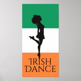 Irish Dancer and Flag Ireland Hard Shoe Dance Poster