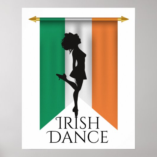 Irish Dancer and Flag Ireland Hard Shoe Dance Poster (Vorne)