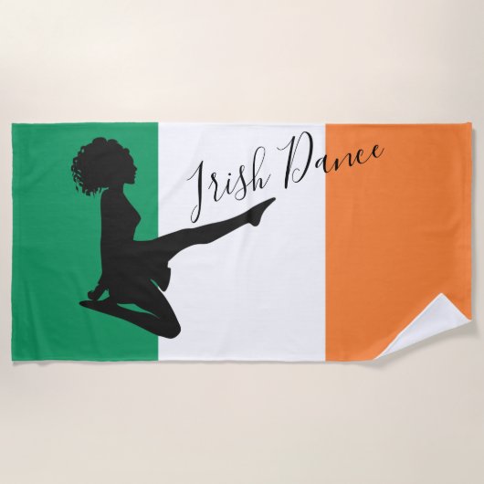 Irish Dancer and Flag Ireland Soft Shoe Dance Strandtuch (Vorderseite)