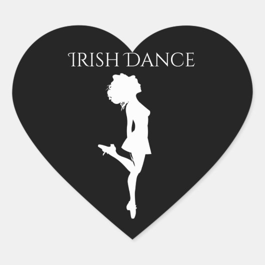Irish Dancer Hard Shoe Black and White Dance Herz-Aufkleber (Vorderseite)