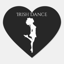Irish Dancer Hard Shoe Black and White Dance Herz-Aufkleber