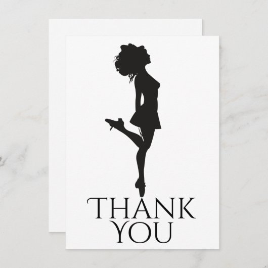 Irish Dancer Hard Shoe Dancing Schwarz-weiß Dance Dankeskarte (Vorne/Hinten)