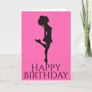 Irish Dancer Hard Shoe Pink Black Dance Geburtstag Karte