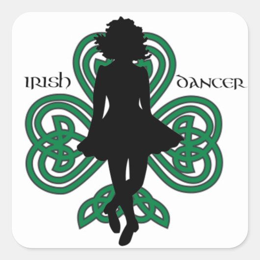 Irish Dancer Harduh/Forest Green Heart Kleeblatt Quadratischer Aufkleber (Vorderseite)
