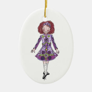 Irish Dancer in Lila Keramik Ornament