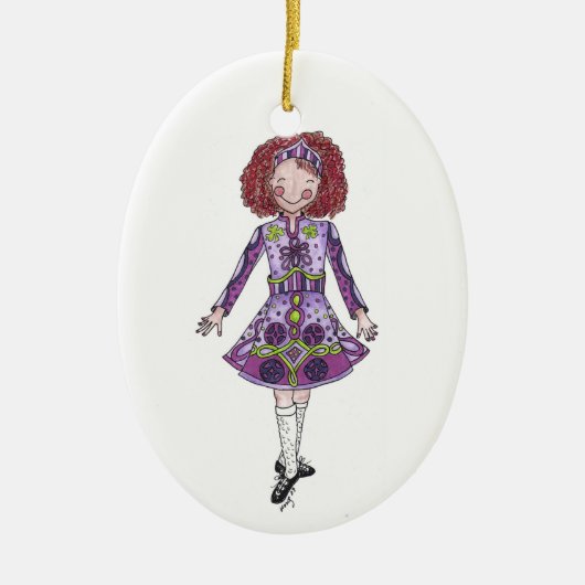 Irish Dancer in Lila Keramik Ornament (Vorne)