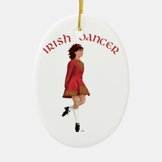 Irish Dancer in Red Keramik Ornament (Vorne)