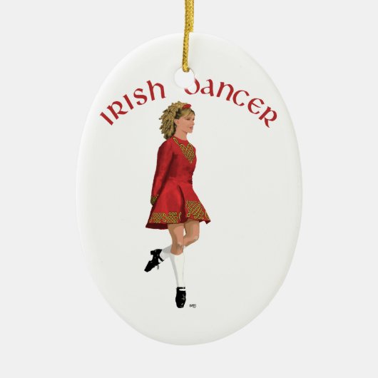 Irish Dancer in Red Keramikornament (Vorne)