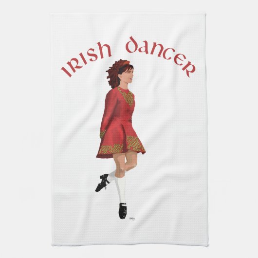 Irish Dancer in Red Küchentuch (Vertikal)