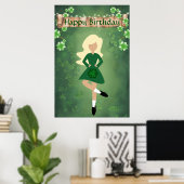 Irish Dancer mit Blond Hair Happy Birthday Dance Poster (Heimbüro)