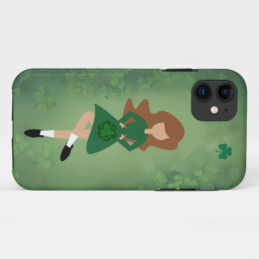 Irish Dancer mit Braunhaar | Green Clovers Dance Case-Mate iPhone Hülle (Rückseite (Horizontal))