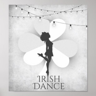 Irish Dancer mit Clover und String Lights Dance Poster