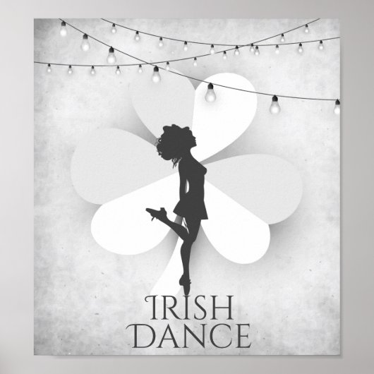 Irish Dancer mit Clover und String Lights Dance Poster (Vorne)