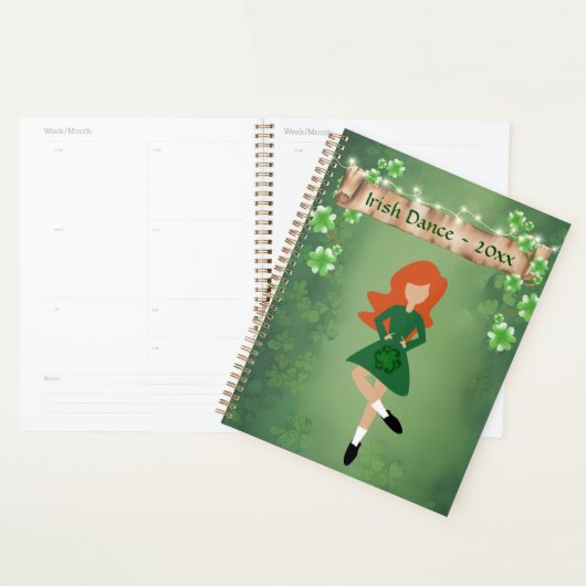 Irish Dancer mit Red Hair and Clovers Dance Planer (Anzeige)